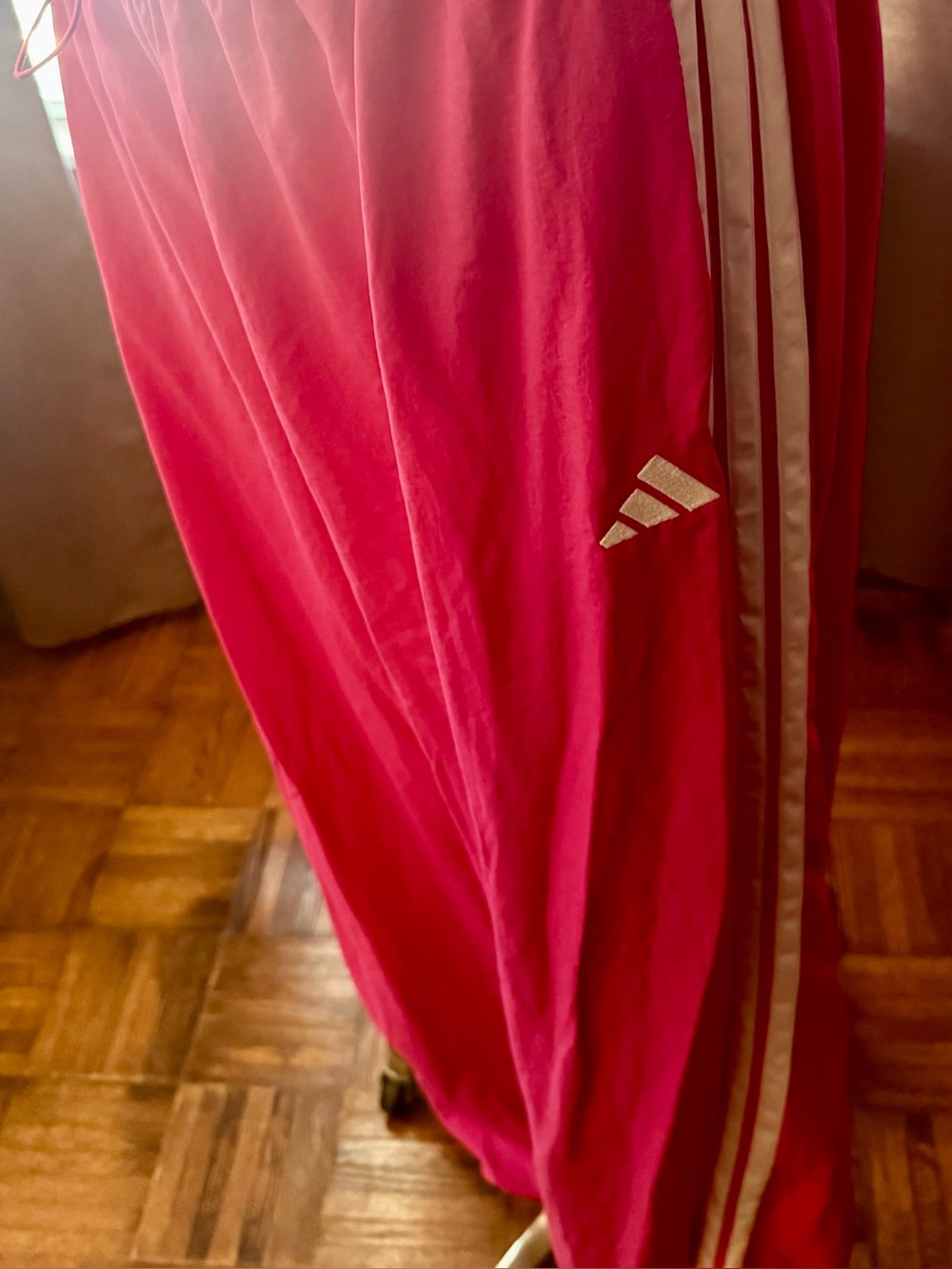 Adidas Hot Pink Joggers with White Side Stripes